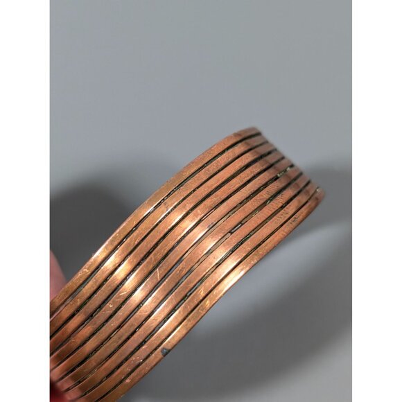 Vintage Copper Multi Bar Cuff Bracelet 6 inches - Picture 3 of 10